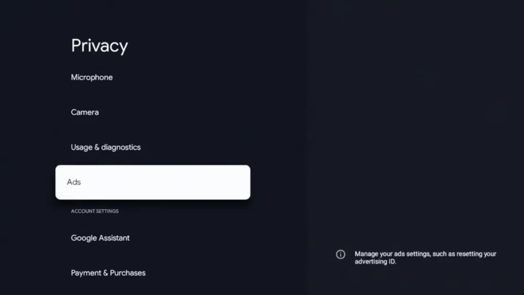 Disable ads google tv
